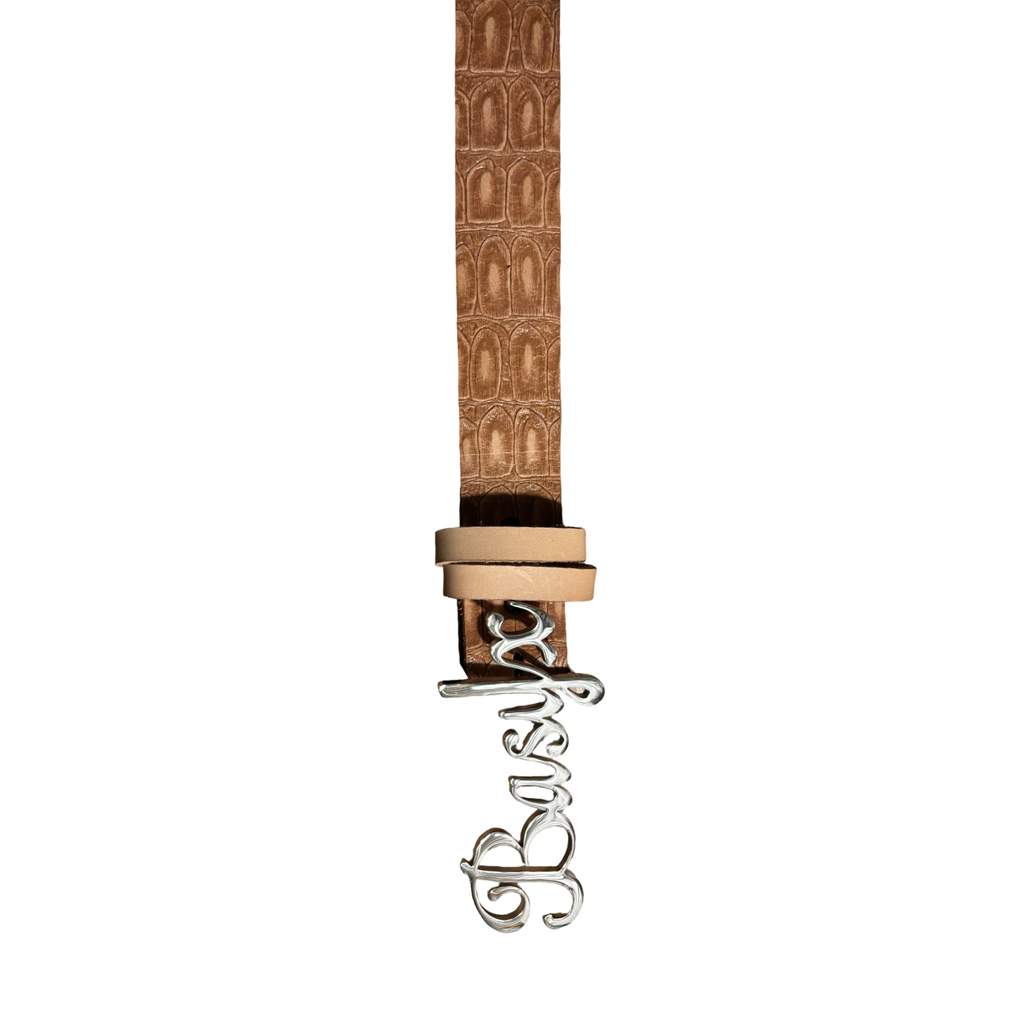 Croc Embossed Leather Belt